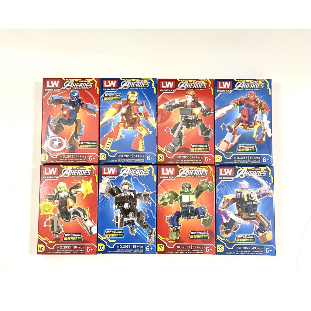 Bộ đồ chơi Lego lắp ghép xếp hình Iron Man, marvel lắp ráp 8IN1 hàng cao cấp No.2053 Super Heroes
