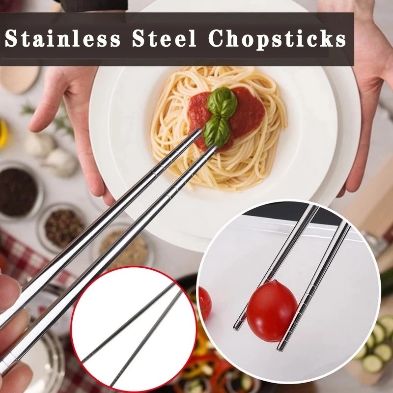 Set 5 Đôi Đũa Chống Trượt Bằng Thép Không Gỉ Thiết Kế Xoắn Ốc