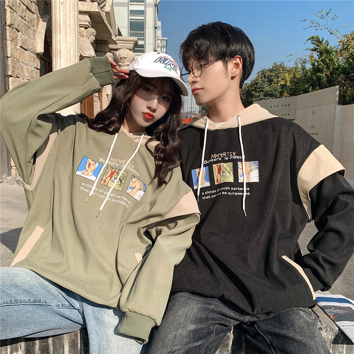 Áo Hoodie Tay Dài Dáng Rộng Chất Liệu Cotton Mỏng Thời Trang Mùa Thu