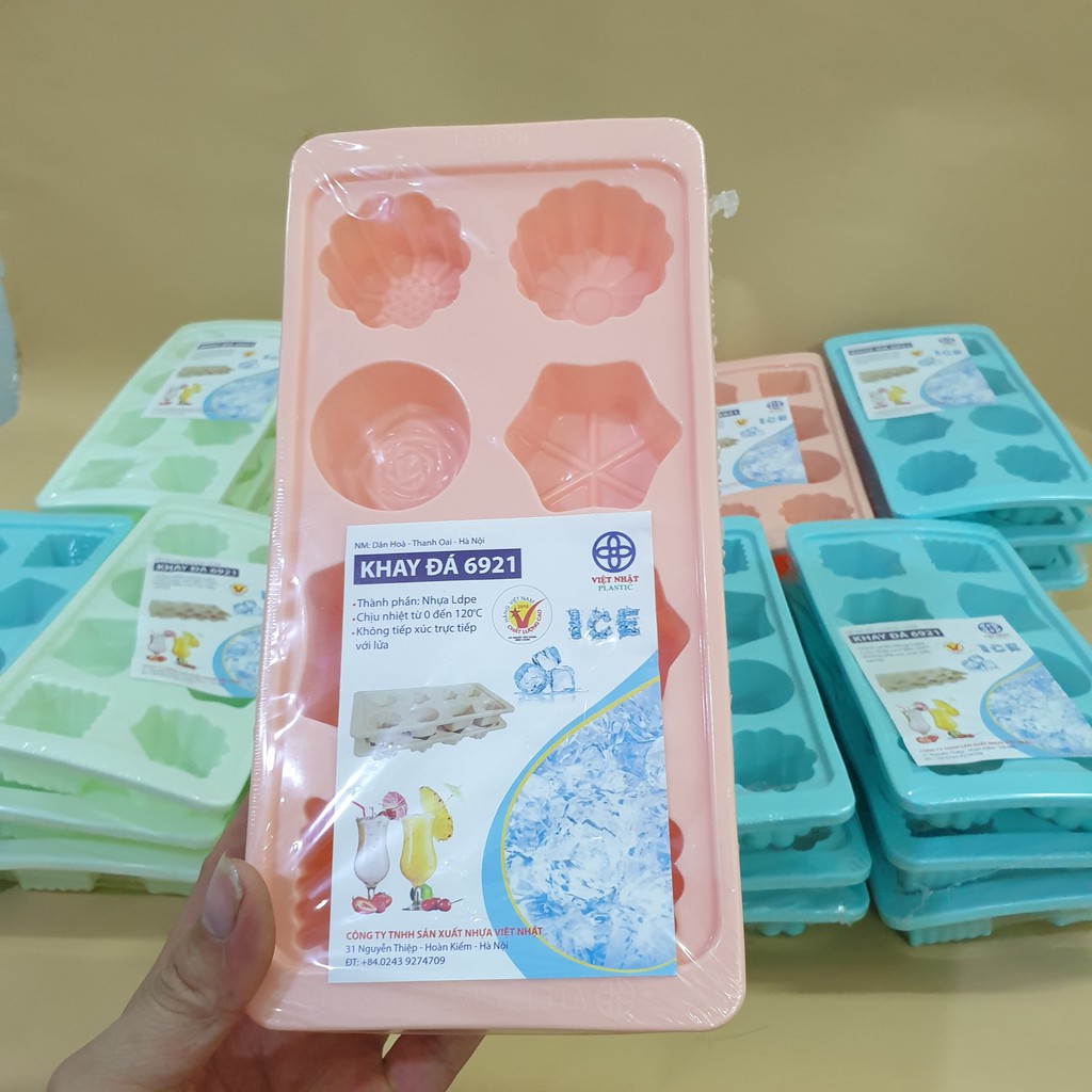 Khay Làm Đá Loại 8 Viên Chất Liệu Nhựa Dẻo Cao Cấp Không Độc Hại - Chính Hãng Công Ty Nhựa Việt Nhật