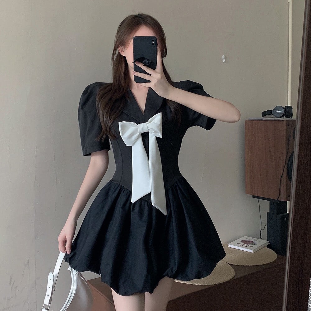 Đầm váy dạo phố phối nơ phong cách Canvas Dress