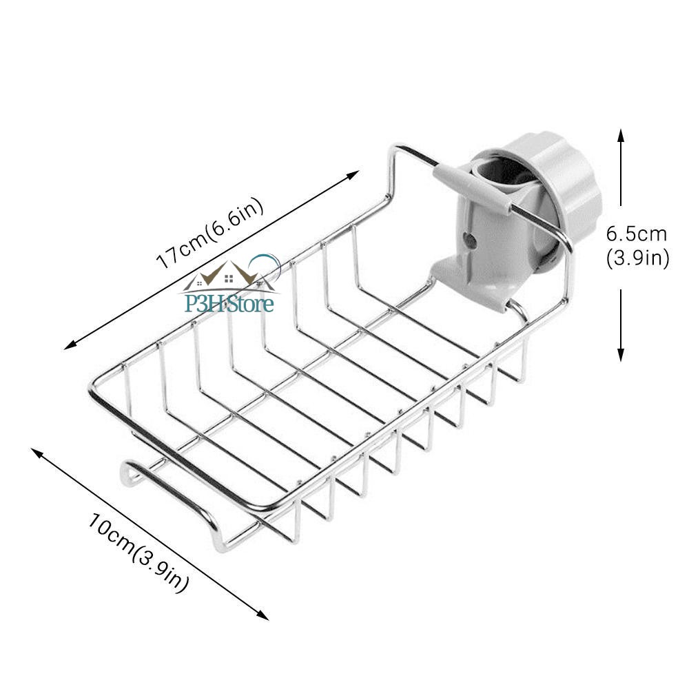 Kệ Inox gắn vào vòi nước rửa chén dùng đựng miếng bọt biển , đồ dùng rửa chén hoặc gắn vào vòi phòng tắm