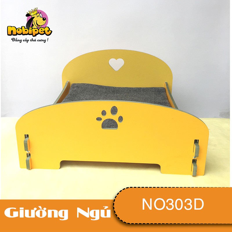 Giường Ngủ Gỗ Lắp Ráp Lovely Medium Vàng Chanh Cho Chó Mèo Cỡ Trung