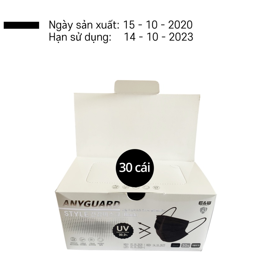 KHẨU TRANG ANYGUARD BLACK MASK (HỘP 30 CHIẾC)