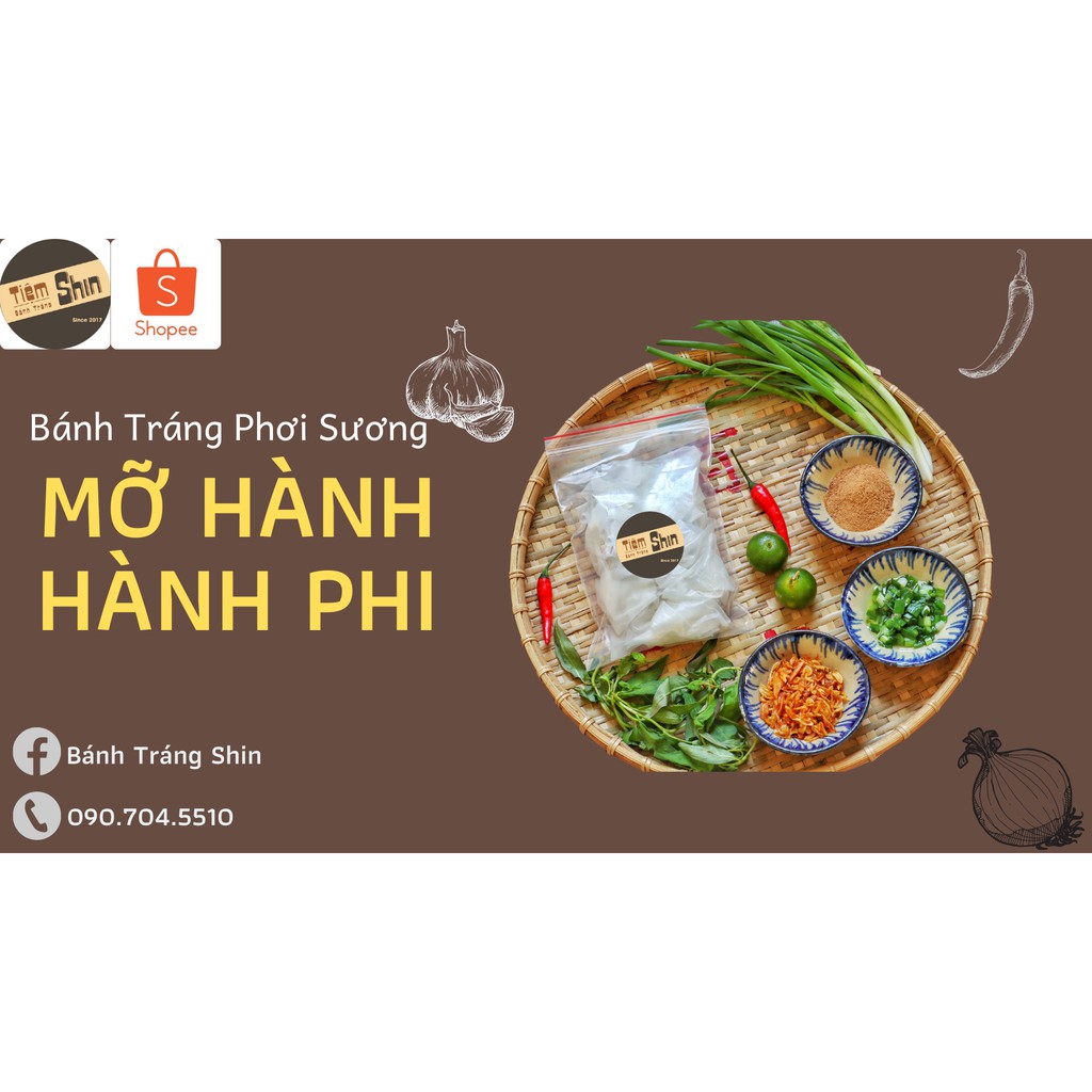 Bánh Tráng Phơi Sương Muối Mỡ Hành Tỏi Hành Phi Tắc túi Zip M