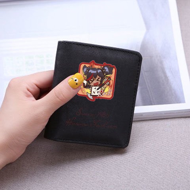 Ví ngắn đen cầm tay in hình NHÂN VẬT GENSHIN IMPACT đựng vật dụng nhỏ anime chibi game M2
