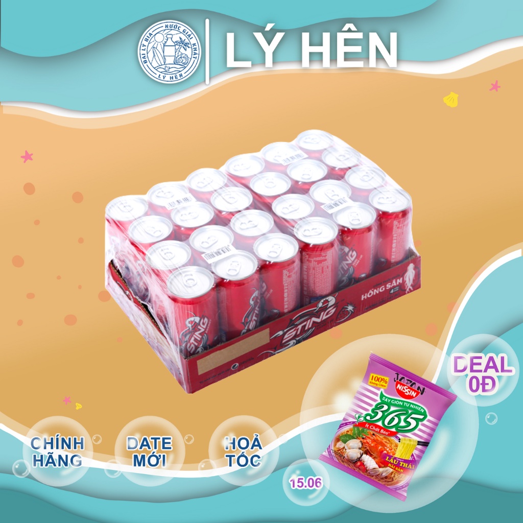 Thùng 24 Lon Nước Uống Tăng Lực Sting Dâu Tây Đỏ - Gold Rush Energy Drink Lon 330ml Date Luôn Mới