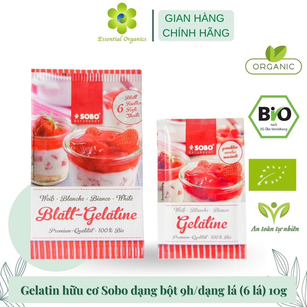 Gelatin hữu cơ Sobo dạng bột/dạng lá nguyên liệu làm kẹo làm thạch cho bé