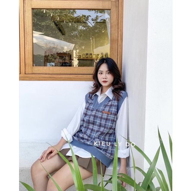 Áo gile len kẻ dáng rộng mẫu mới siêu hot,phong cách hàn quốc | BigBuy360 - bigbuy360.vn