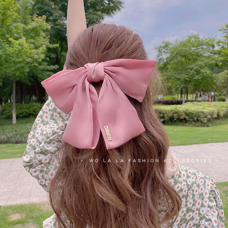Kẹp Tóc Nơ Vải Satin Cỡ Lớn Kiểu Hàn Quốc Xinh Xắn