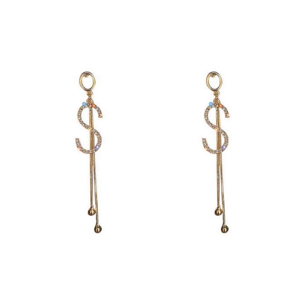 Bông tai mạ bạc 925 dáng dài phối tua rua thời trang sang trọng cho nữ