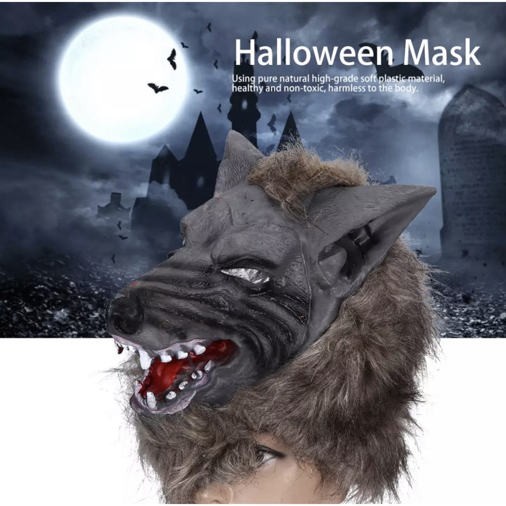 Halloween Người Sói Mặt Nạ Kinh Dị Đầu Sói Trang Phục Halloween Tiệc Hóa Trang Trang Trí Đạo Cụ Trang Trí