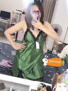 [Ảnh thật] Váy ngủ sexy phi lụa viền ren