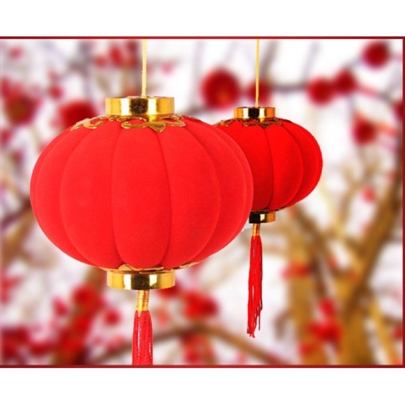 Lồng đèn nhung đỏ nhí trang trí tết, trang trí quán shop nhiều size