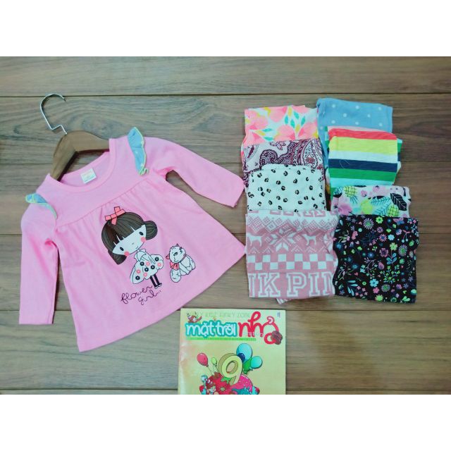 Bộ Dài Tay Bé Gái Cotton 4 Chiều 10-22kg Bộ Áo Baby Doll Quần Legging