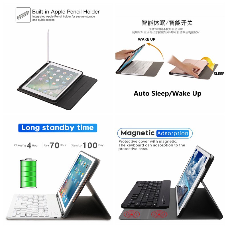Bao da kèm bàn phím và phụ kiện cho 2018 ipad 9.7/air3/air2/air1/pro9.7/pro10.5/10.2 ipad/mini1/mini2/mini3/mini4/mini5/iPad Pro 11 2020 | BigBuy360 - bigbuy360.vn