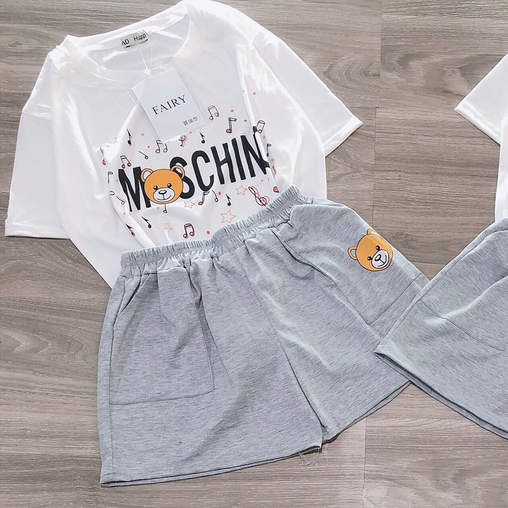 [Đồ bộ cao cấp] 💝 Set Mặc Nhà Moschino Trắng Cho Nữ MT36 - Hàng Bán Shop 💝 | BigBuy360 - bigbuy360.vn