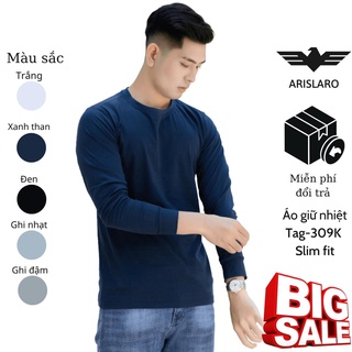 Áo giữ nhiệt nam cổ tròn Arislaro co giãn đàn hồi kháng khuẩn khử mùi đanh mịn không dão