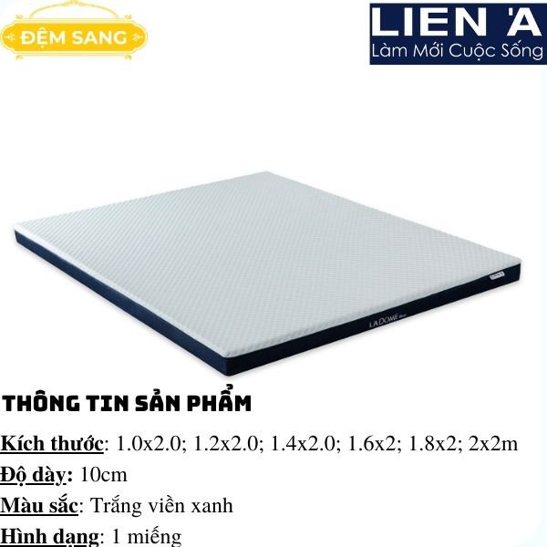 Nệm cao su thiên nhiên xuất khẩu Liên Á - L'ADOME BLUE -  100% chính hãng Liên Á - Nệm mát, giấc say CS115