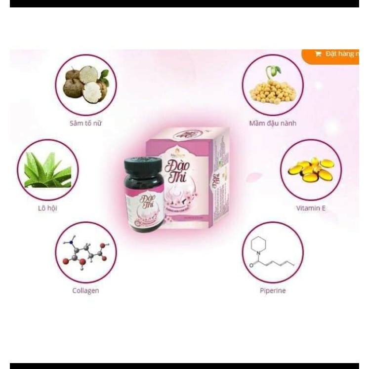 Viên Uống Nở Ngực Săn Chắc Vòng 1 Đào Thi | Tăng Kích Thước Vòng 1- hộp 40 viên