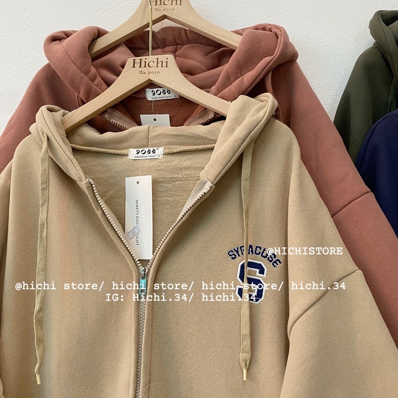 áo hoodie nỉ bông khoác kéo khoá S ảnh thật video hichi | BigBuy360 - bigbuy360.vn