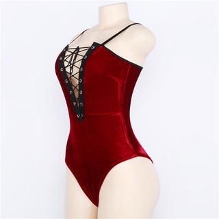 bodysuit nhung đan dây