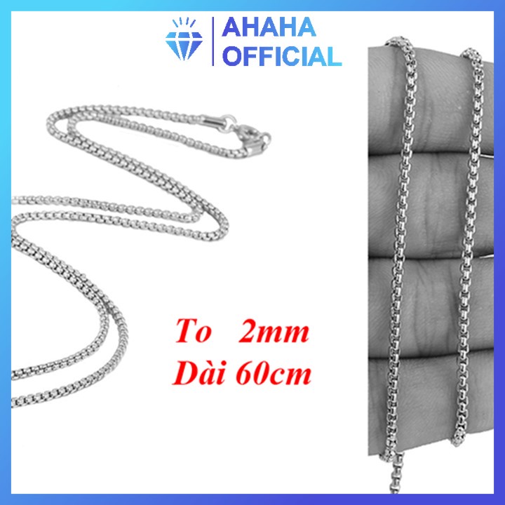 Dây chuyền nam inox cao cấp thời trang kiểu bông dừa ahaha.official kích cỡ 2mm màu trắng thép không gỉ PTDCNA51