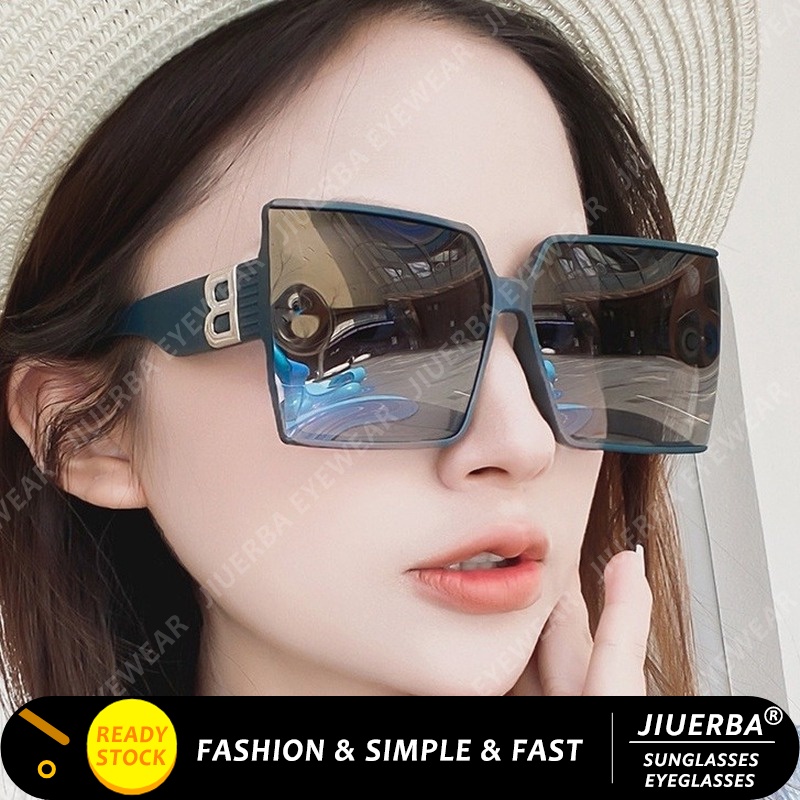 (JIUERBA) Kính Râm Oversized Hình Vuông Phong Cách Retro Thời Trang Mới