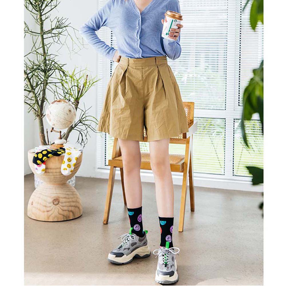 Vớ Cotton In Hình Mặt Cười Nhiều Màu Sắc Dễ Thương Thời Trang Xuân Thu Cho Nữ