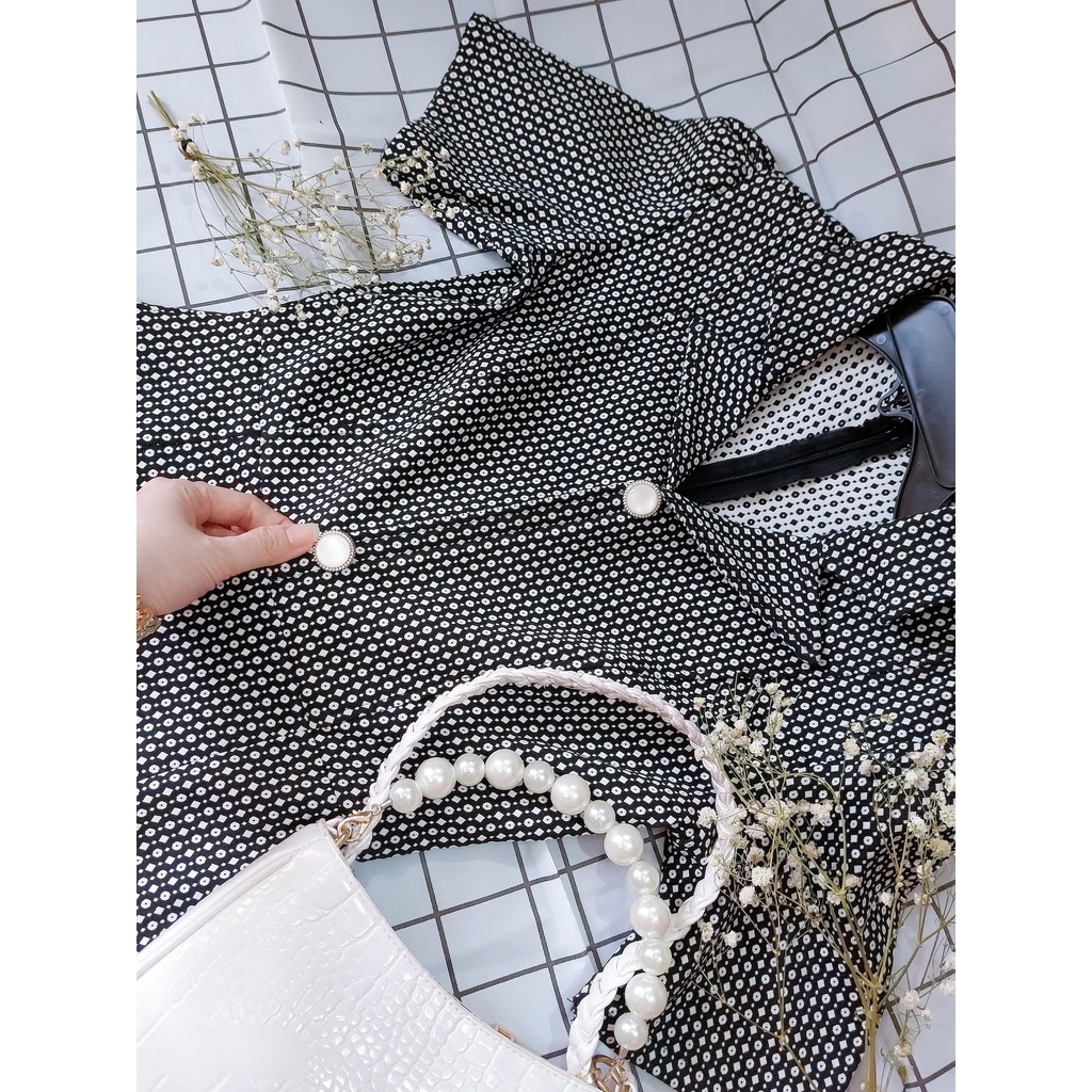 Đầm body cổ vest Da1462 vải co giãn phối cúc