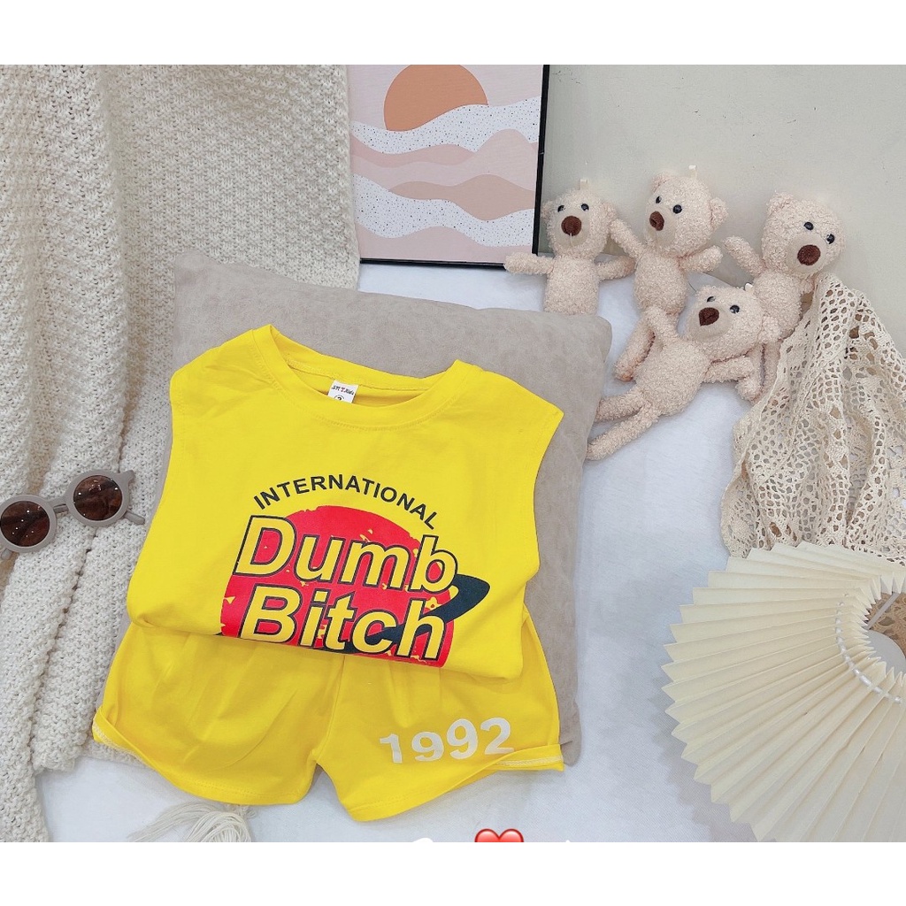 Bộ ba lỗ bé trai, bộ quần áo mùa hè chất cotton họa tiết Dumbo mềm mát cho bé