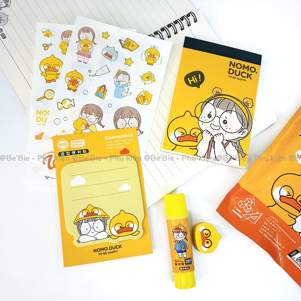 Set túi dụng cụ học tập hình vịt vàng warm dễ thương BeBie - BP527