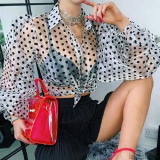 Áo thun nữ tay dài phối lưới xuyên thấu quyến rũ