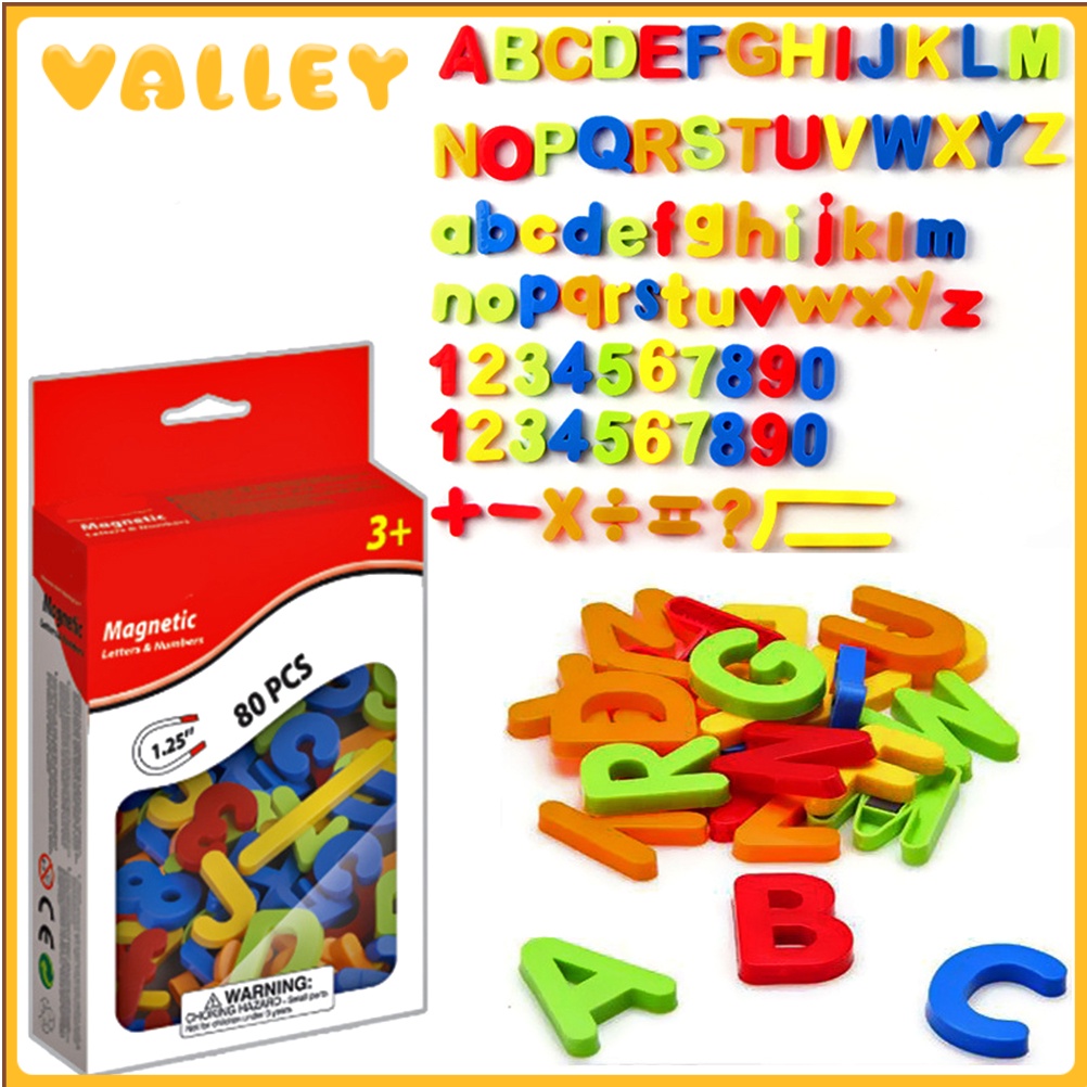 Bộ 80 miếng dán nam châm ZHAN QI TOYS hình chữ cái và số abc 123 bằng nhựa cho bé