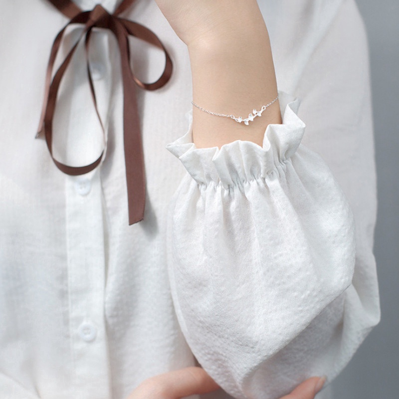 ✨✨Vòng Tay Mạ Bạc Hình Chiếc Lá Thời Trang Cho Nữ