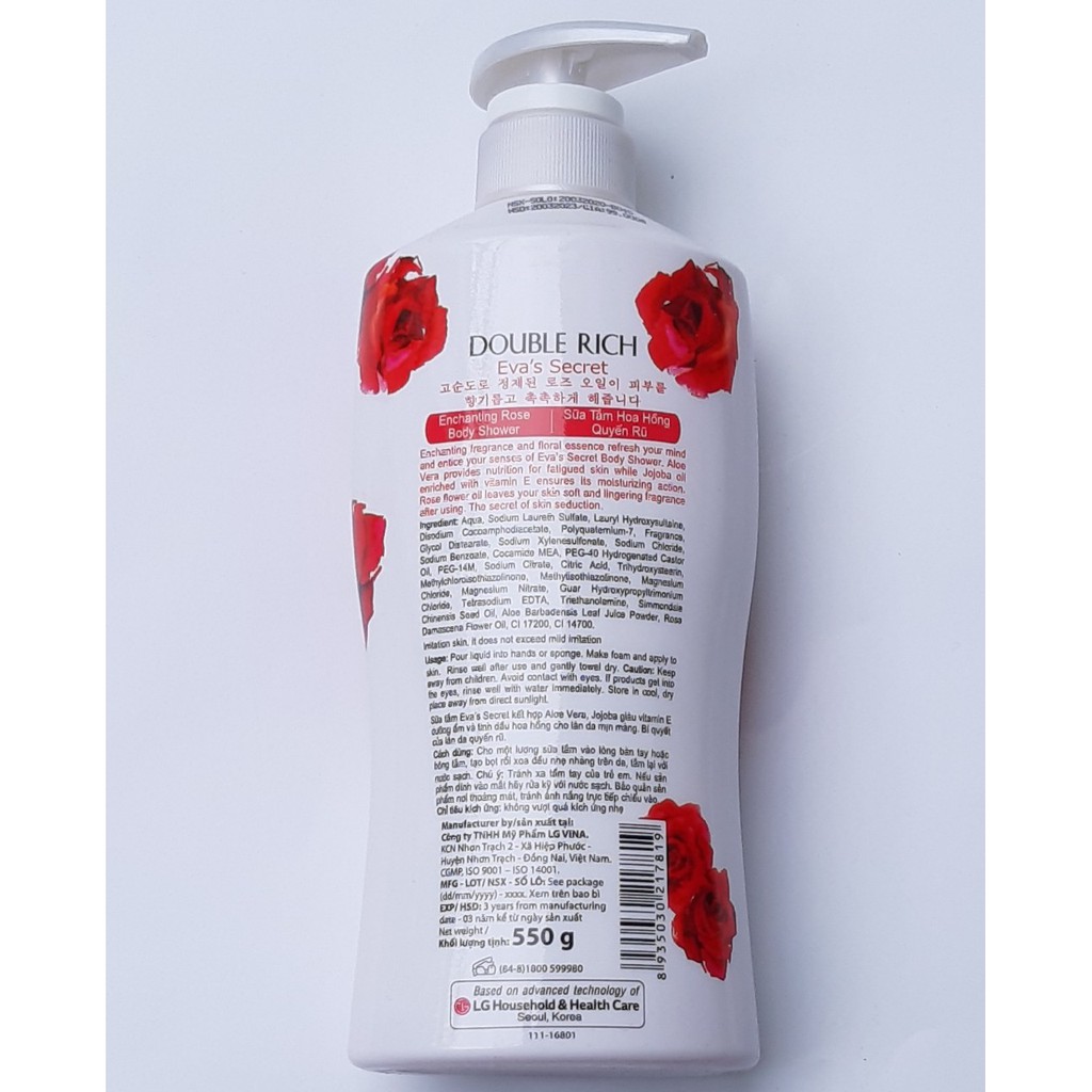 [800g] Sữa tắm DOUBLE RICH Hương Hoa Hồng EVA’S SECRET | BigBuy360 - bigbuy360.vn