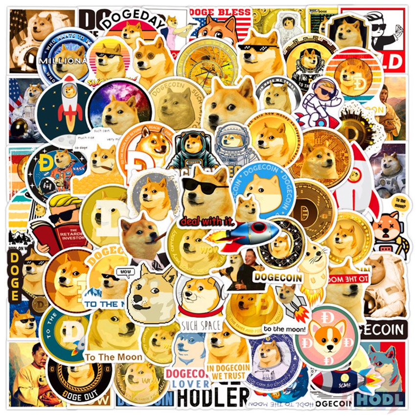 100Pcs/Set ❉ Dogecoin Series A Stickers ❉ DIY Fashion Luggage Laptop Skateboard Decals Doodle Stickers