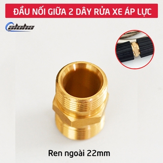 Ren nối dây rửa xe,khớp nốiđầu nối 2 dây máy rửa xe áp lực cao bằng hợp kim đồng " 22mm sang 22mm " C0004-14