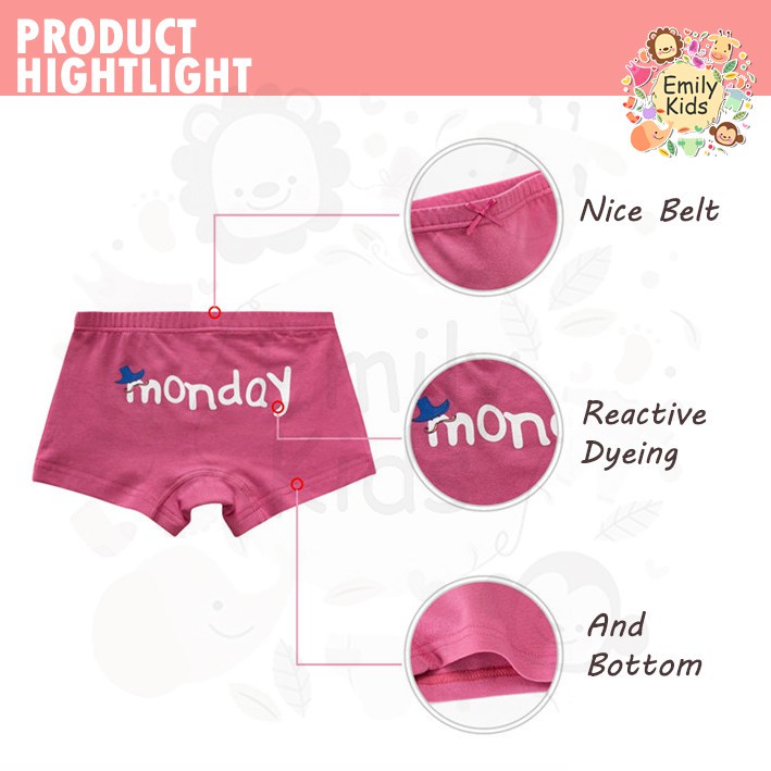 Bộ 5 QuầN LóT Boxer Cotton Cho Bé GáI (3-12 TuổI)