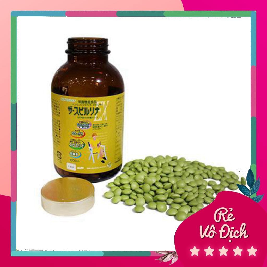 [Date 2023] Tảo vàng Spirulina EX - Nhật Bản (1 set 2 lọ, mỗi lọ 1000 viên) [DHTN]