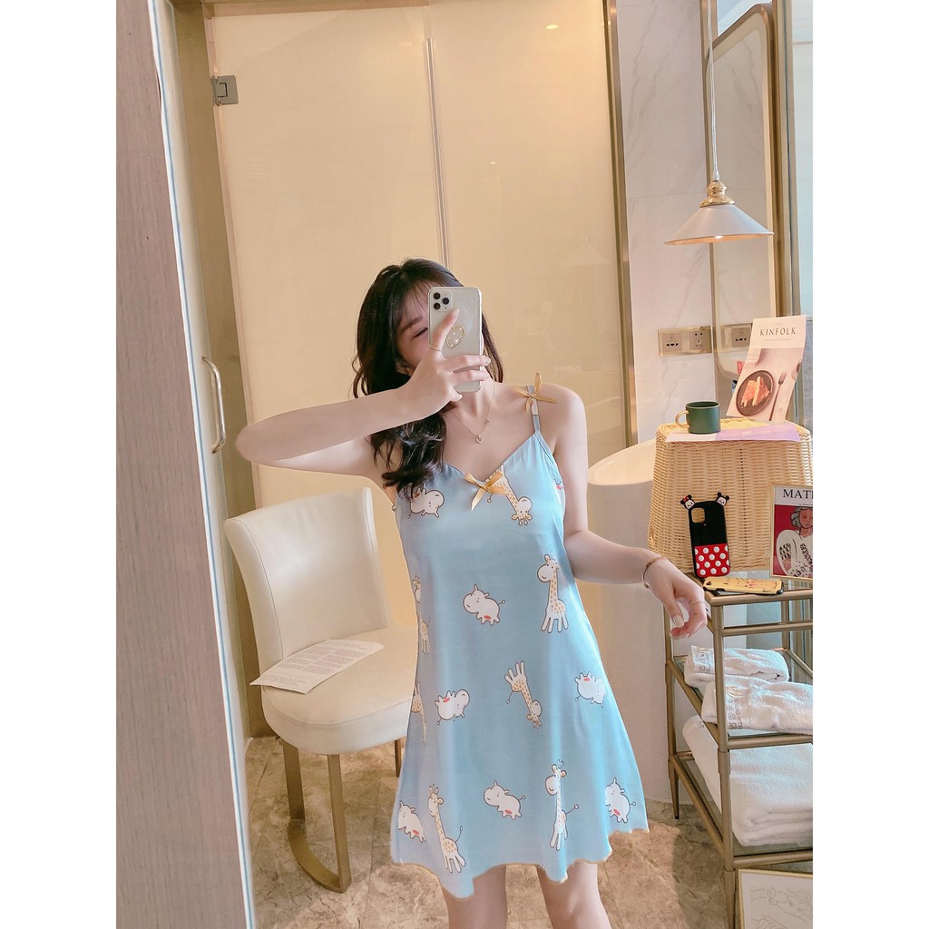 Đầm Ngủ 2 dây,Váy Ngủ 2 Dây lụa Hàn Quốc Dễ Thương Dành Cho Nữ Mùa Hè | BigBuy360 - bigbuy360.vn