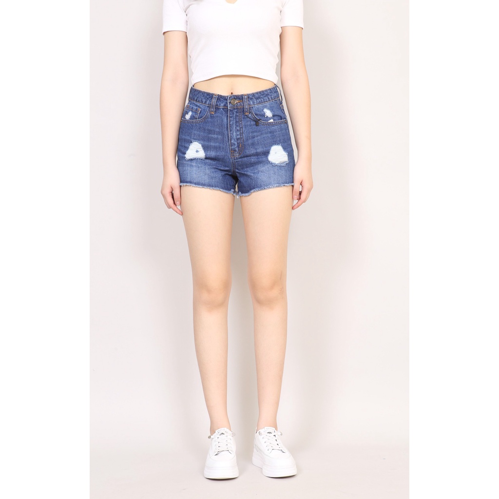 Quần Short Jean Nữ rách coton gấu tua  CT Jeans