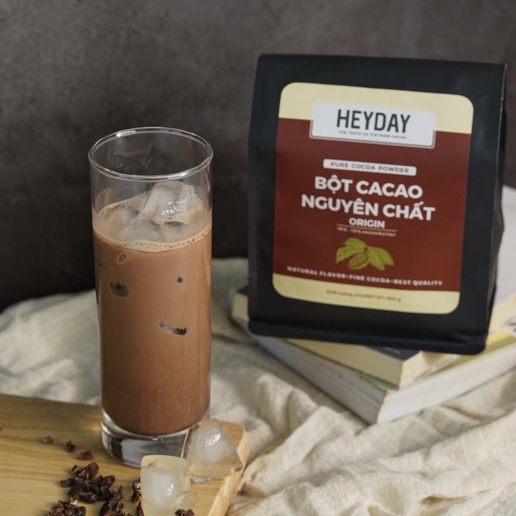 1kg Bột cacao nguyên chất 100% Heyday - Dòng Origin thượng hạng [2 túi 500g] - Chuẩn UTZ Quốc Tế