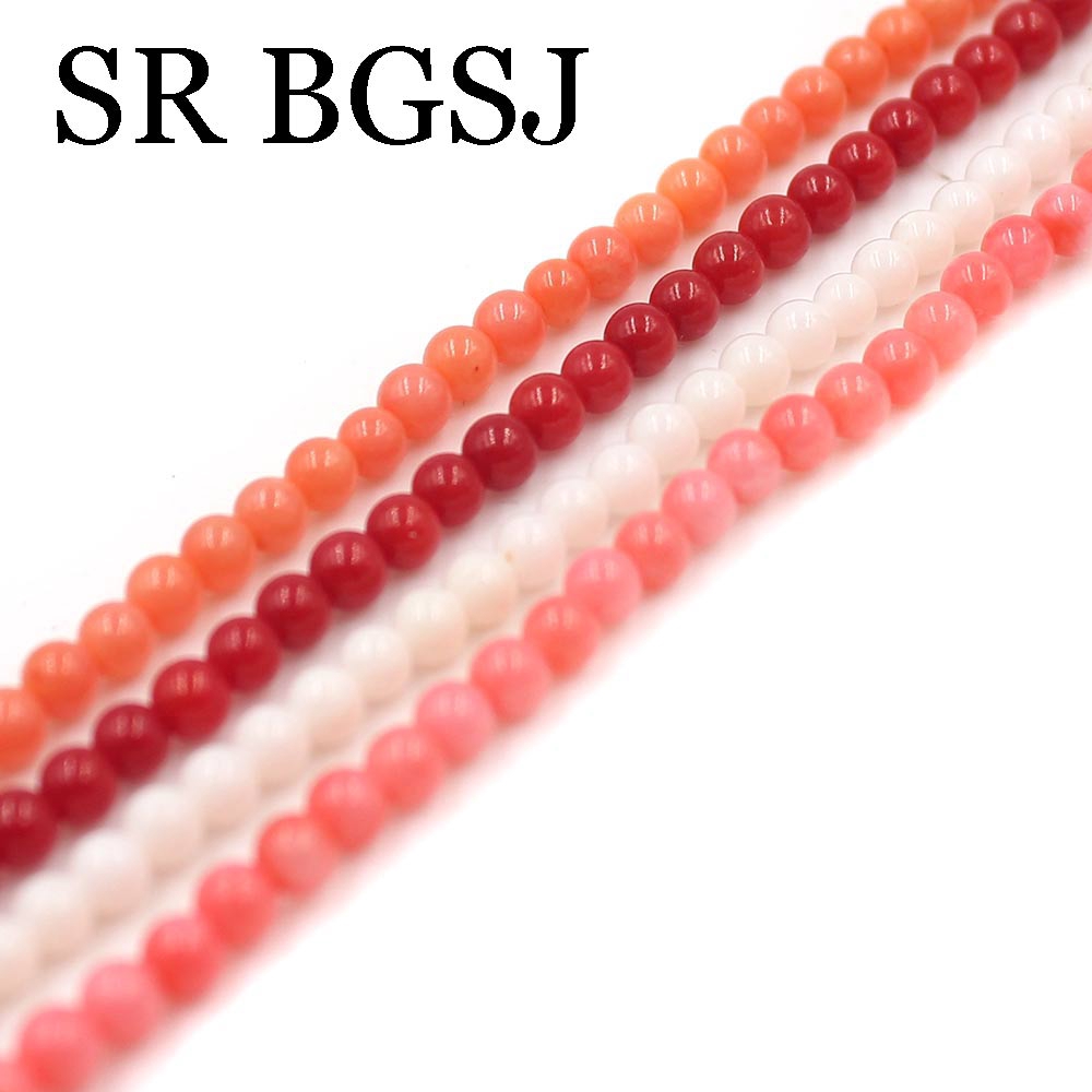 Chuỗi hạt ngọc cẩm thạch tròn 3mm 15" màu đỏ trắng hồng cam tự nhiên đa năng tiện dụng cao cấp 