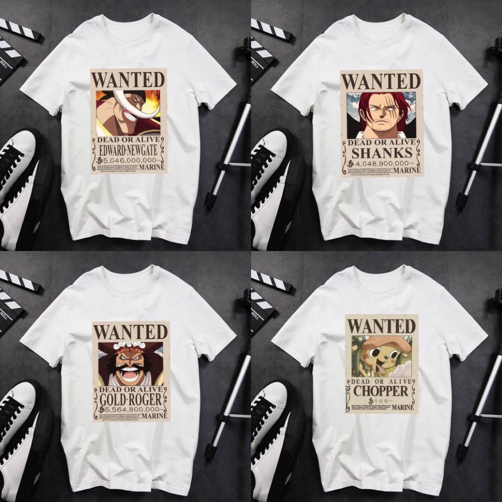 BST ÁO THUN ONE PIECE TRUY NÃ BĂNG MŨ RƠM SIÊU ĐỘC | ÁO LUFFY ONE PIECE WANTED TSHIRT OP18