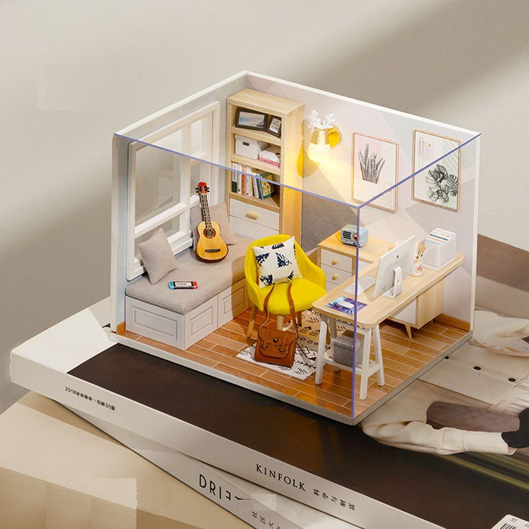 Mô hình nhà DIY Doll House Sunshine Study Kèm Mica Chống bụi