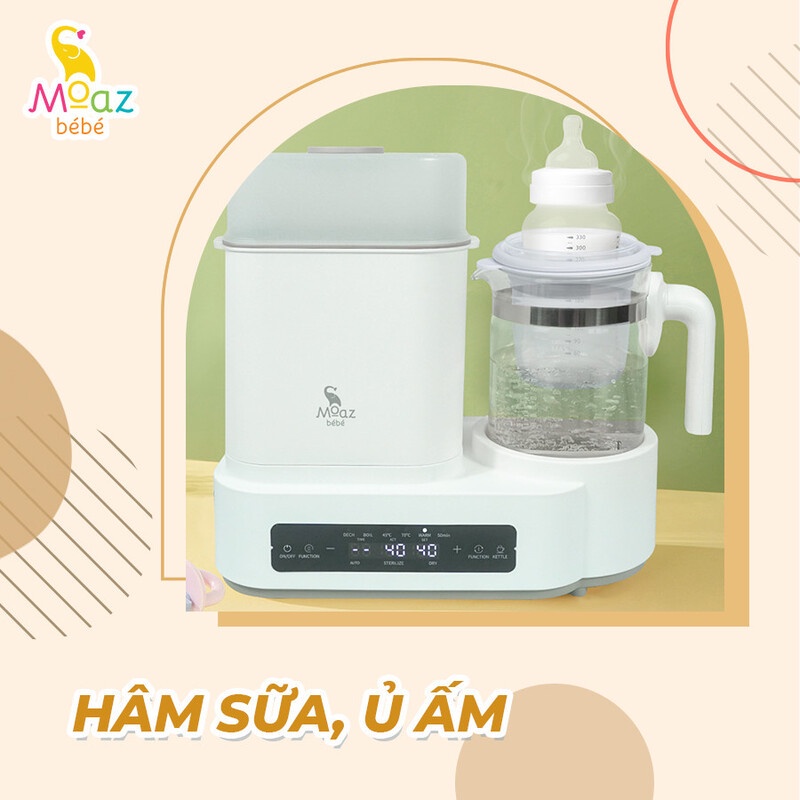 Máy tiệt trùng hơi nước Moaz Bebe MB031 sấy khô, đun nước pha sữa đa năng cho bé