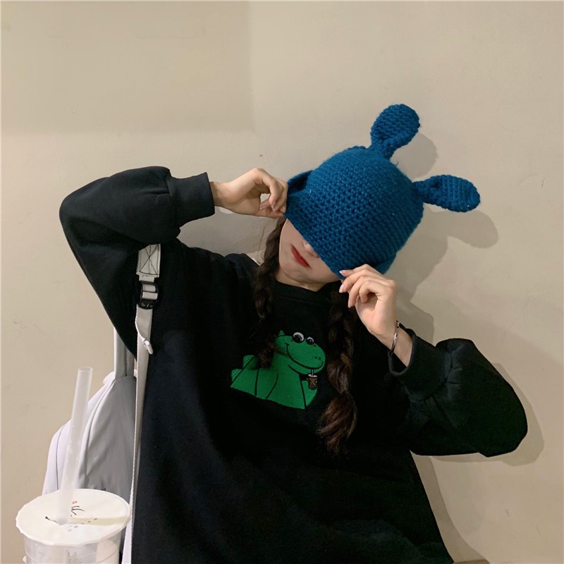 Áo sweater khủng long xanh tham ăn A073