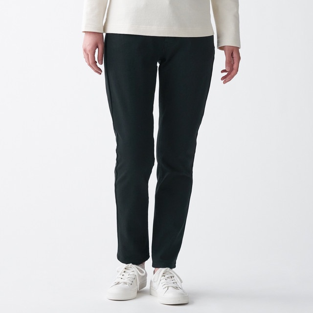 Muji Quần Denim Slim Straight Dài Tới Mắt Cá Co Giãn 4 Chiều