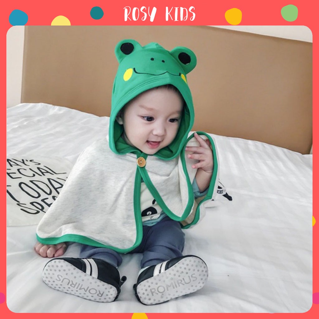 Áo choàng nắng cho bé hình con ếch cute LILA KIDS, Áo nắng cotton cho bé trai và bé gái từ 5-18kg